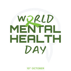 World Mental Health Day banner isolated on white background