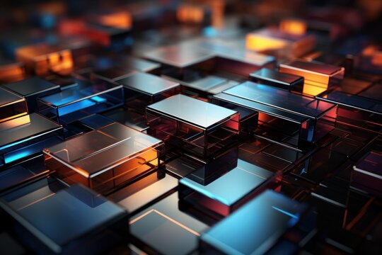 Abstract modern digital colorful art made with geometric shapes.