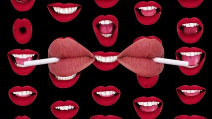 Female lips and lollipop