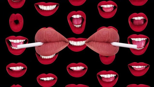 Female lips and lollipop