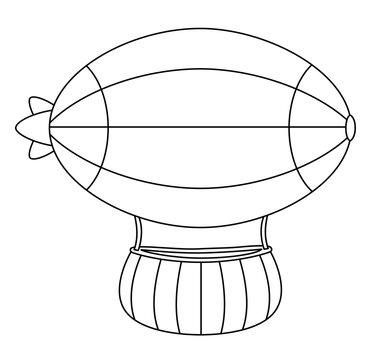 recommend clip art: Vector black and white zeppelin line icon. Air transport for kids. Funny transportation clip art for children. Cute airship vehicle coloring page isolated on white background.