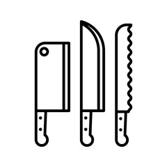 Kitchen knife icon. Chef knife. Set of knives for restaurants, kitchens.