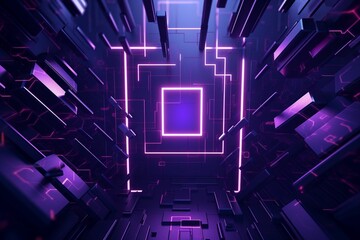 cyberpunk geometric shapes, purple color theme