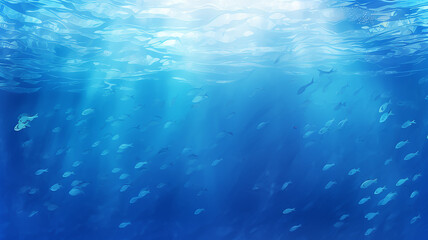 Fototapeta na wymiar underwater sea ocean watercolor blue transparent background