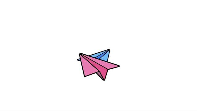 vector animation of a paper airplane flying on a white background