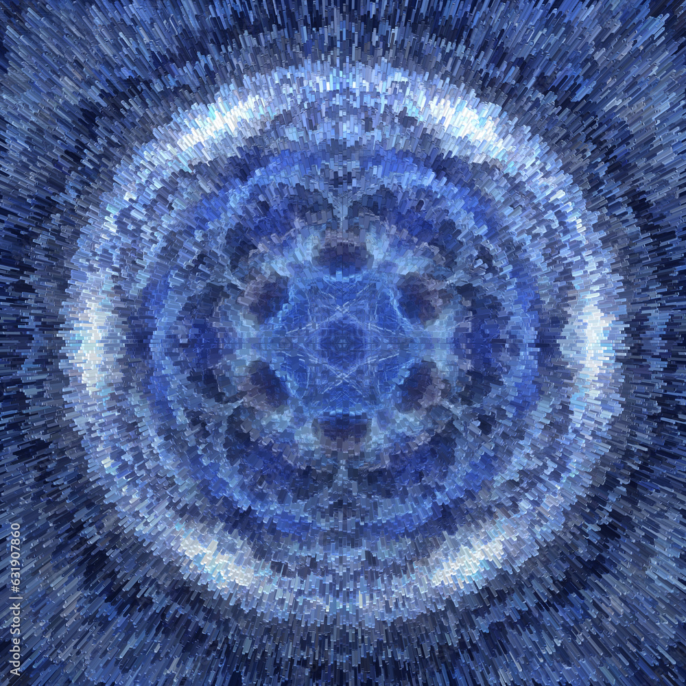 Aufkleber exploding turquoise blue white and black cube pattern and design