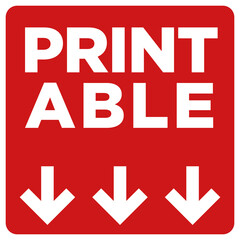 square Digital Product digital download Button sign red printable