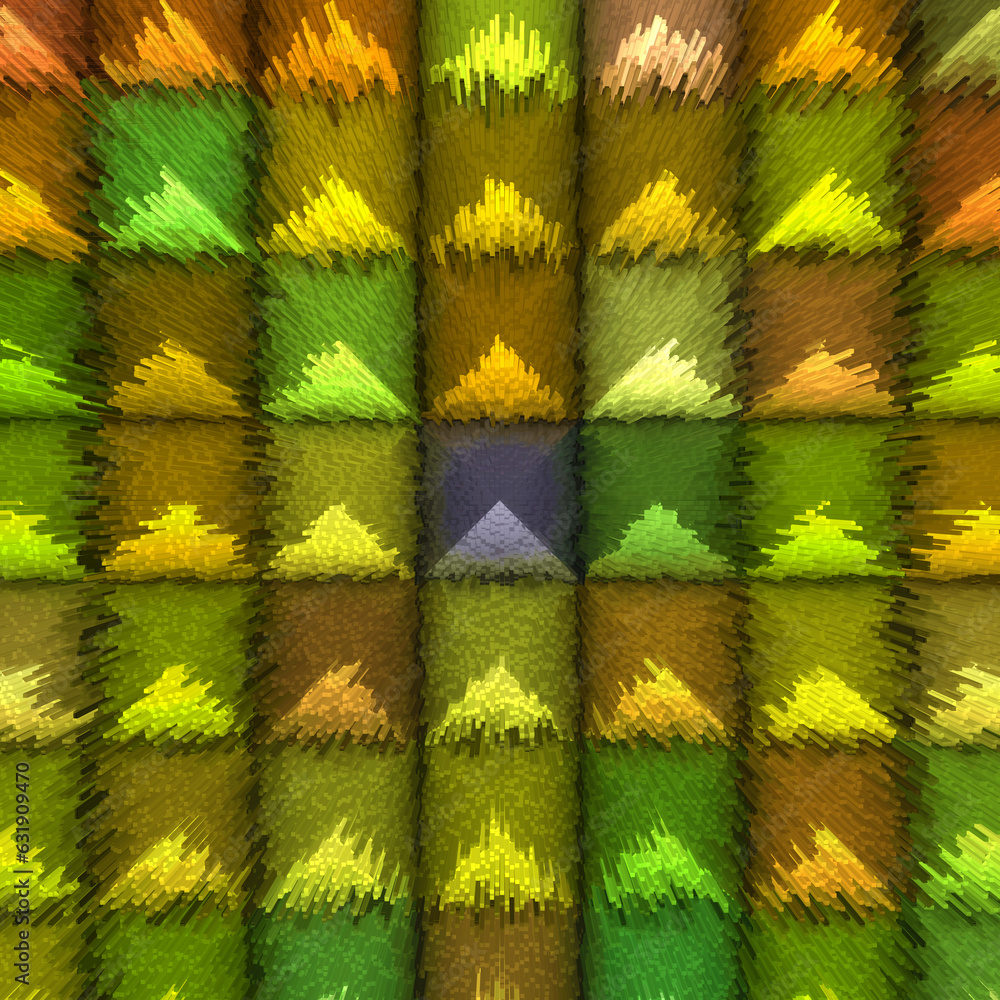 Aufkleber exploding similar triangular shapes in autumn yellow orange red and green coloured in exploding extr