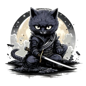 cat ninja cartoon style