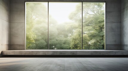 Fototapeta na wymiar empty room with window and forest view