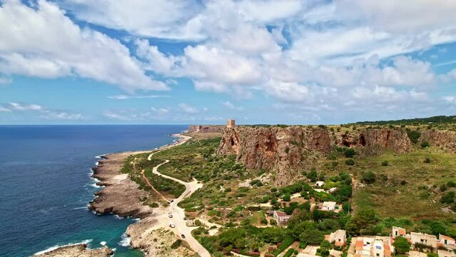 Aerial view of Macari beach. Sicily Italy
