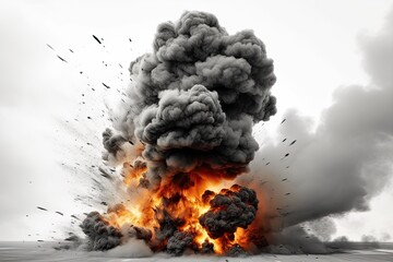gasoline explosion on white. Generative AI