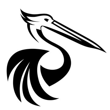 pelican bird logo template simple vector illustration, heron, ibises, spoonbill, hamerkop, shoebill symbol clip art stock vector image
