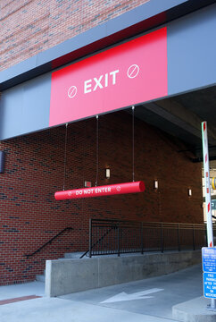 Parking Garage Exit, Lift Gate and Signage