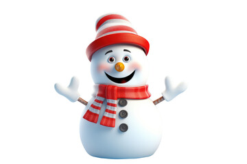 Fototapeta premium Happy christmas snowman isolated. Generative AI