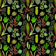 seamless floral pattern with cactus 