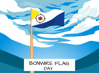 vector illustration of the Bonaire flag with a sunny sky. Bonaire Flag Day on September 6