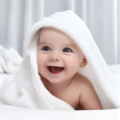 Little child baby, cute happy baby with smiling face, Generative Ai.
