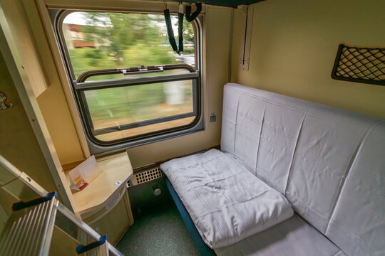 Interior of sleeping coach of seasonal night train from Bohumin to Leba and Hel