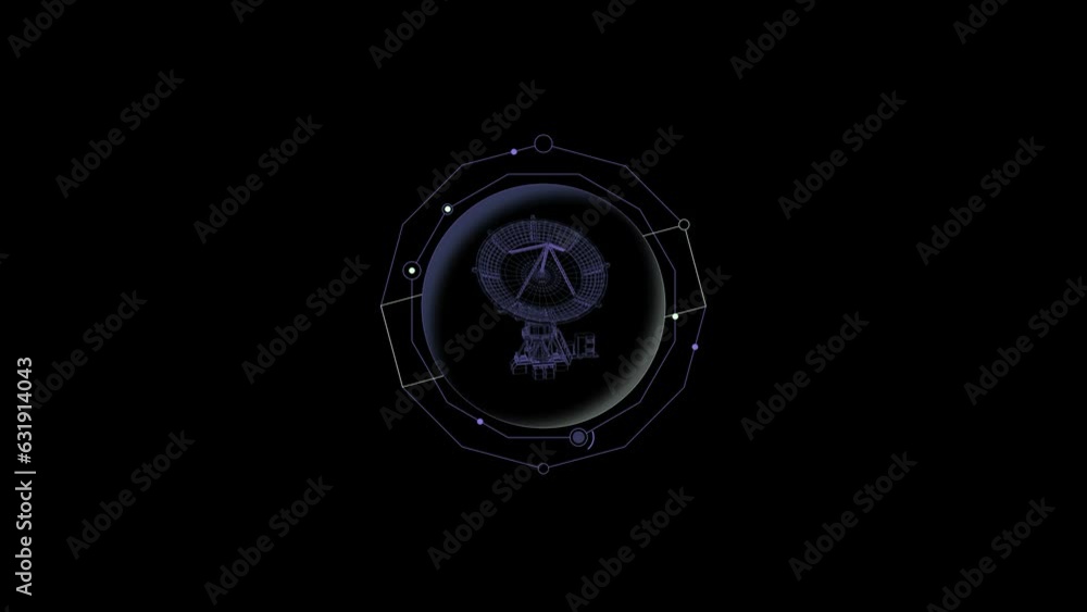Poster hud element - animation of 3d virtual radio telescope.