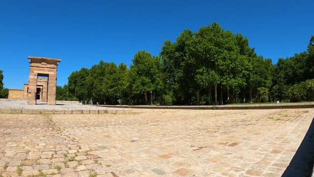 Temple of Debod is an ancient Egyptian temple rebuilt in the center in Madrid, Spain