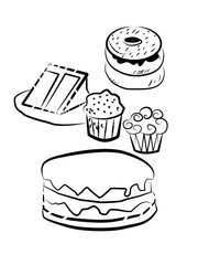 set of cakes on the white