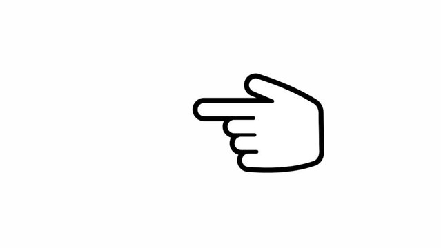 animation template. hand icon pointing left on white background	