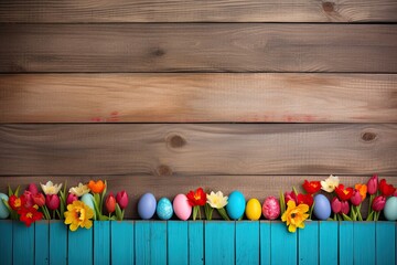 Obraz premium in front of a wooden backdrop Easter ham. Generative AI