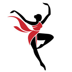 Ballet dancer ballerina logo template simple style vector , Female Dancer , dancing academy logo , symbol , clip art , dancer in red dancing stock vector - obrazy, fototapety, plakaty