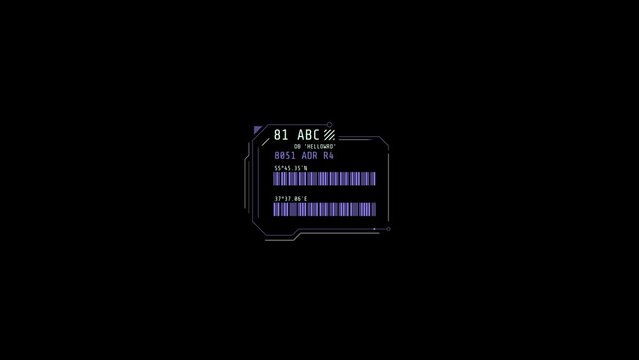 HUD element - animation of decoding abstract coordinates.