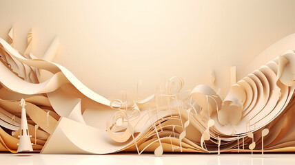 paper sculpture music sound illustration background.