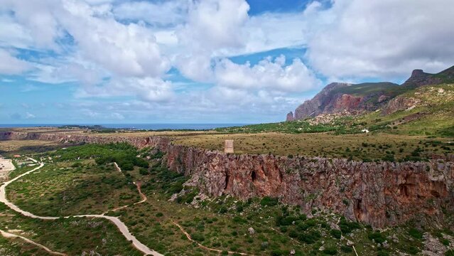 Aerial view of Macari beach. Sicily Italy