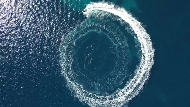 Aerial view of amazing jet ski ride.