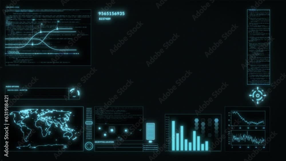 Poster code, graphs and map with big data and analytics, cyber and technology abstract with global network.