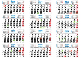 Calendario 2024 santos, festivos y lunas España