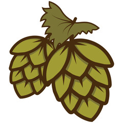 beer brewery logo element hop branch cartoon oranament style