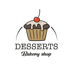 DESSERTS Bakery shop cake vector logo