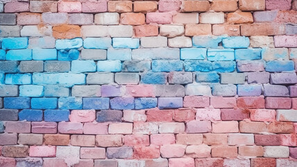 Obraz premium brick wall in delicate pastel colors rainbow spectrum.