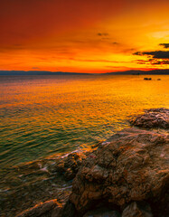 Croatia, Europe, Rijeka resort, Kostrena beach, Istria, Europe,  spectacular croatian sunset...