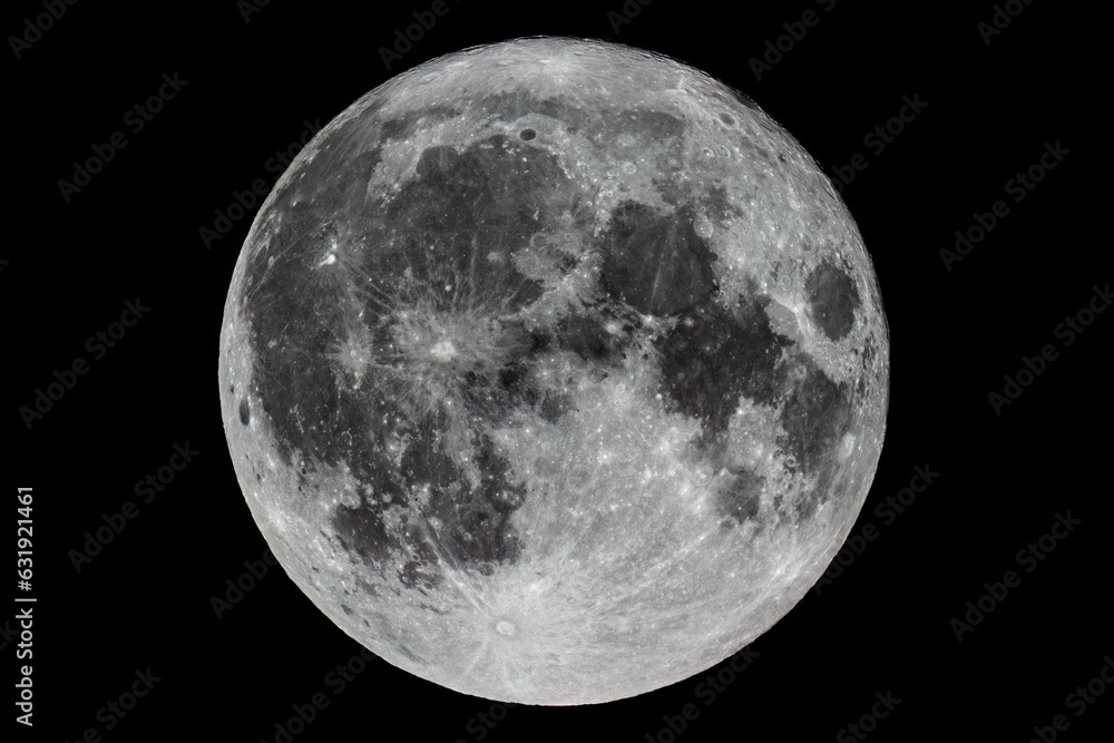 Wall mural full moon background isolated on black