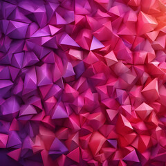 Fototapeta premium abstract background consisting of volumetric triangles of gradient color from purple to ultra red. generative AI