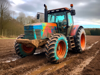 Obraz premium Traktor bei der Feldarbeit