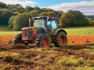 Fototapeta na wymiar Traktor bei der Feldarbeit