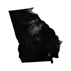 Georgia state map in black grunge stamp style isolated on transparent background