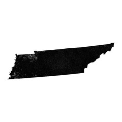 Tennessee state map in black grunge stamp style isolated on transparent background - obrazy, fototapety, plakaty
