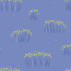 Fototapeta na wymiar Seamless pattern with simple floral pattern. Field blooms, tender grass. Vector graphics.