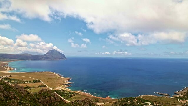 Aerial view of Macari beach. Sicily Italy