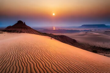 Fototapeta na wymiar sunset in the desert aesthetic view ai generated