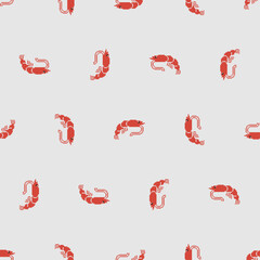 Shrimp pixel art pattern seamless. Sea shrimp 8 bit background. pixelated Baby fabric texture