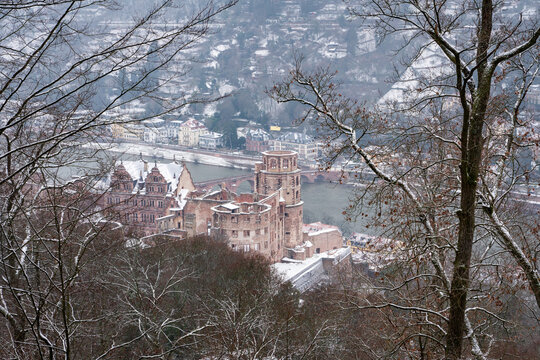 Heidelberg Castle in winter, Baden-Württemberg, Germany